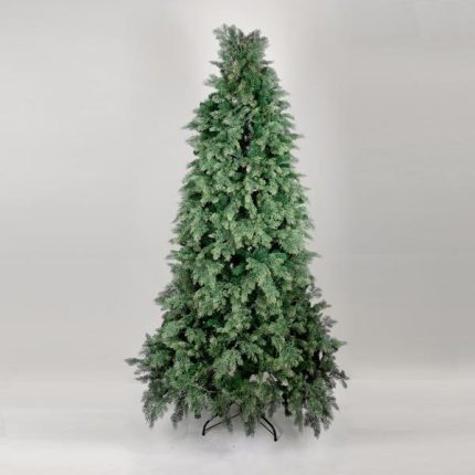 Albero di Natale artificiale France alto 220 cm, verde, su supporto a croce in metallo