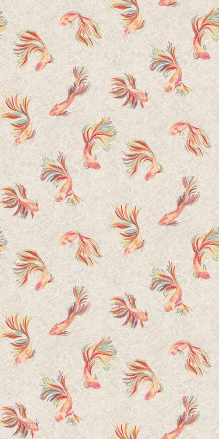 Carta da parati Aquaria di Osborne & Little, collezione Belvedere, colorazione Linen / Mandarin (W8123-02): campione