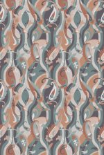 Carta da parati Castillo di Osborne & Little, collezione Belvedere, colorazione Aqua / Sienna (W8127-02): campione