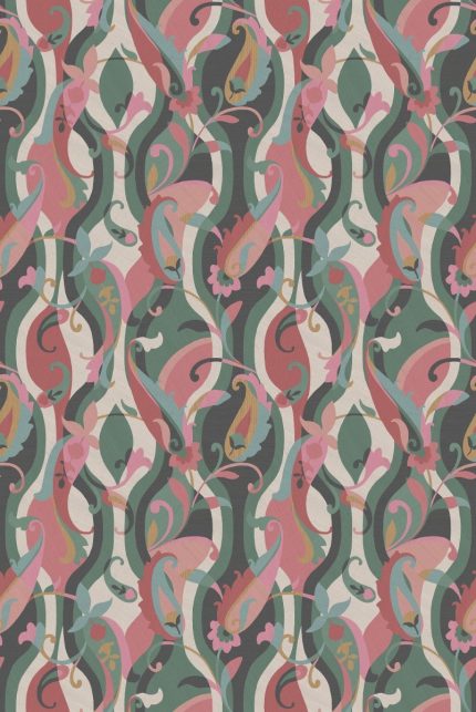 Carta da parati Castillo di Osborne & Little, collezione Belvedere, colorazione Celadon / Rose (W8127-01): campione